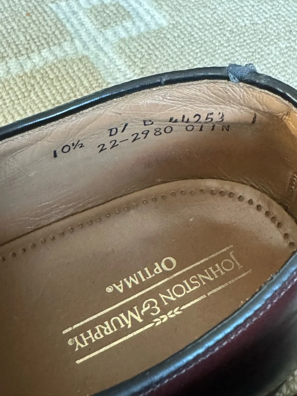 Johnston & Murphy Optima Cap Toe Leather Oxford Dress Shoes Brown Size 10.5